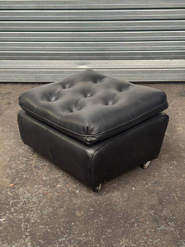 1960's Danish Leather Swivel Armchair & Footstool