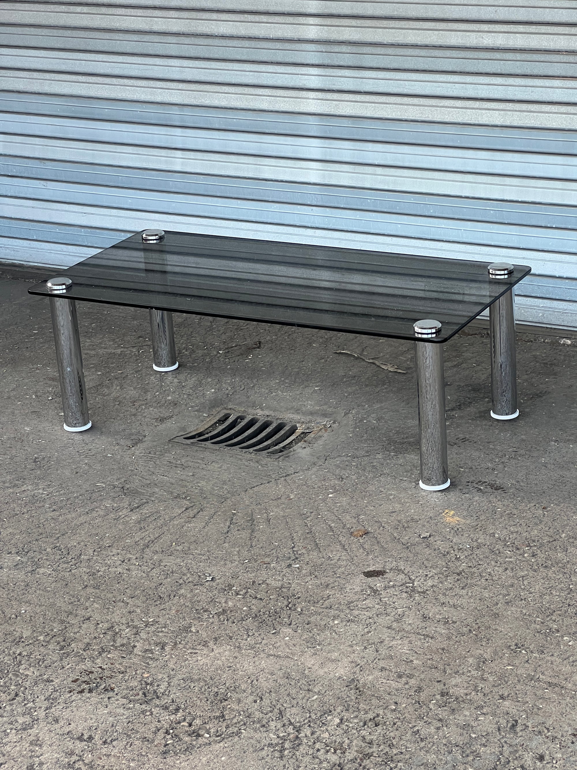 Marcuso Smoked Glass & Chrome Coffee Table | Italy, 1960s