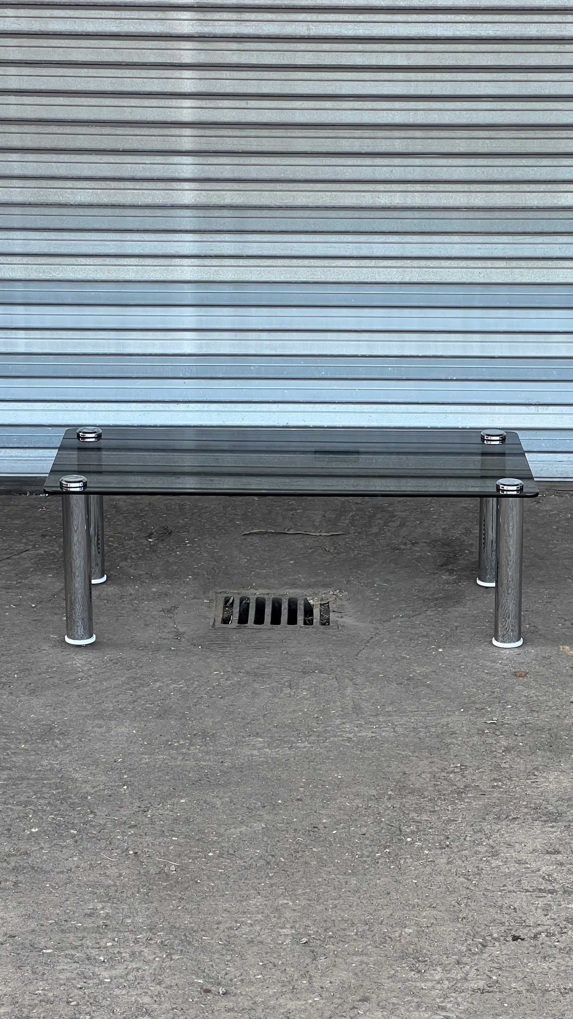 Marcuso Smoked Glass & Chrome Coffee Table | Italy, 1960s