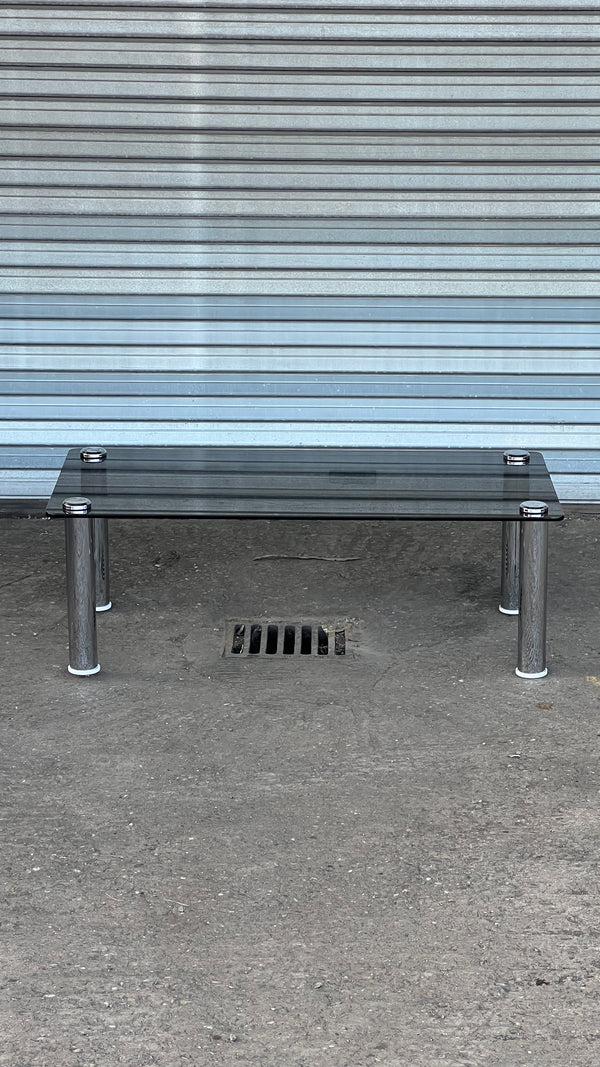 Marcuso Smoked Glass & Chrome Coffee Table | Italy, 1960s