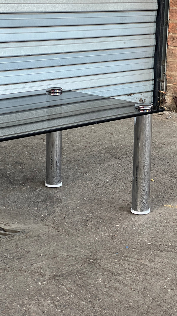 Marcuso Smoked Glass & Chrome Coffee Table | Italy, 1960s