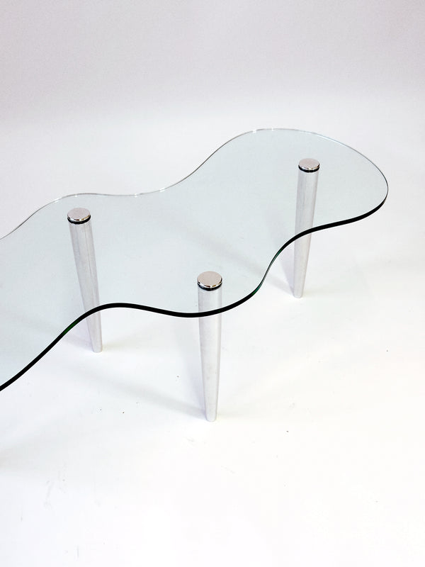 Postmodern Wavy Glass Coffee Table