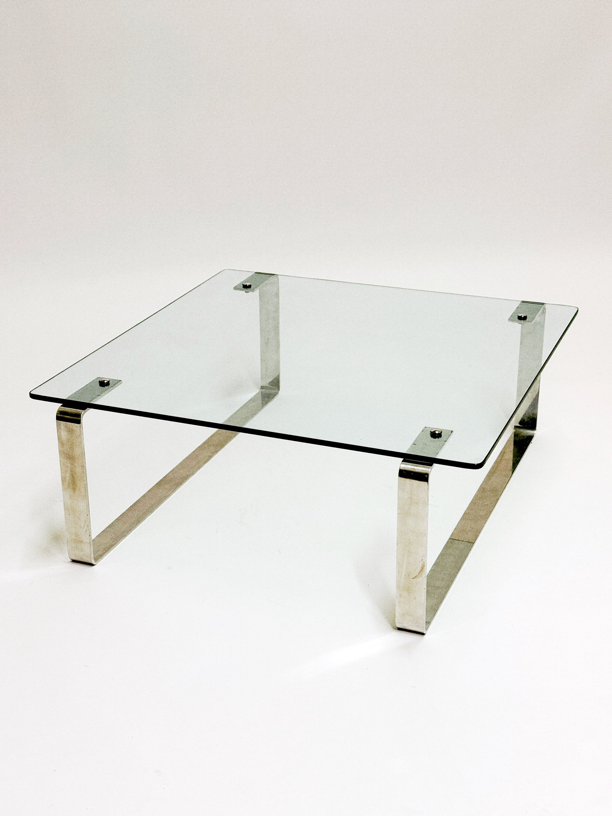 1980's modernist square, chrome coffee table
