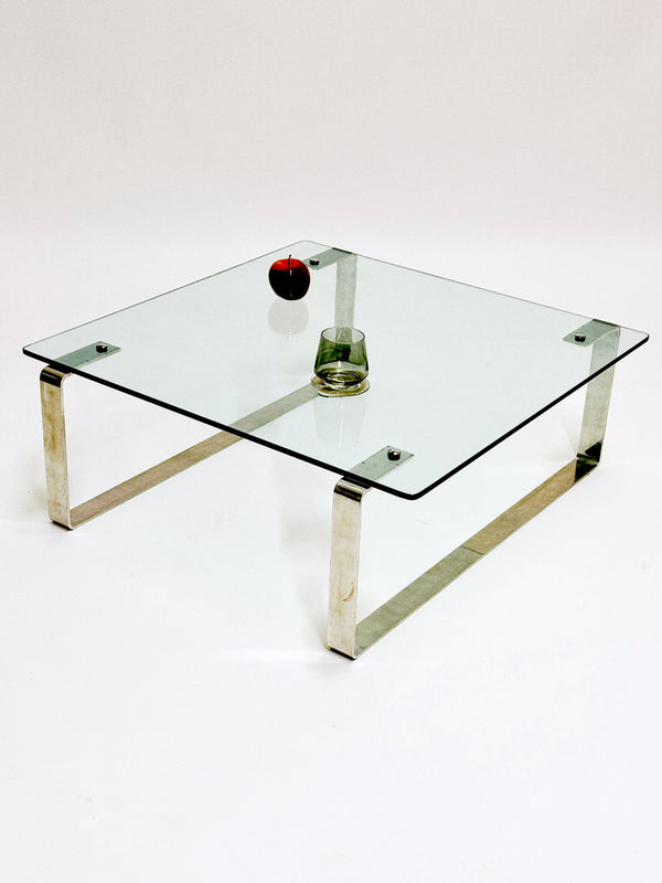 1980's modernist square, chrome coffee table