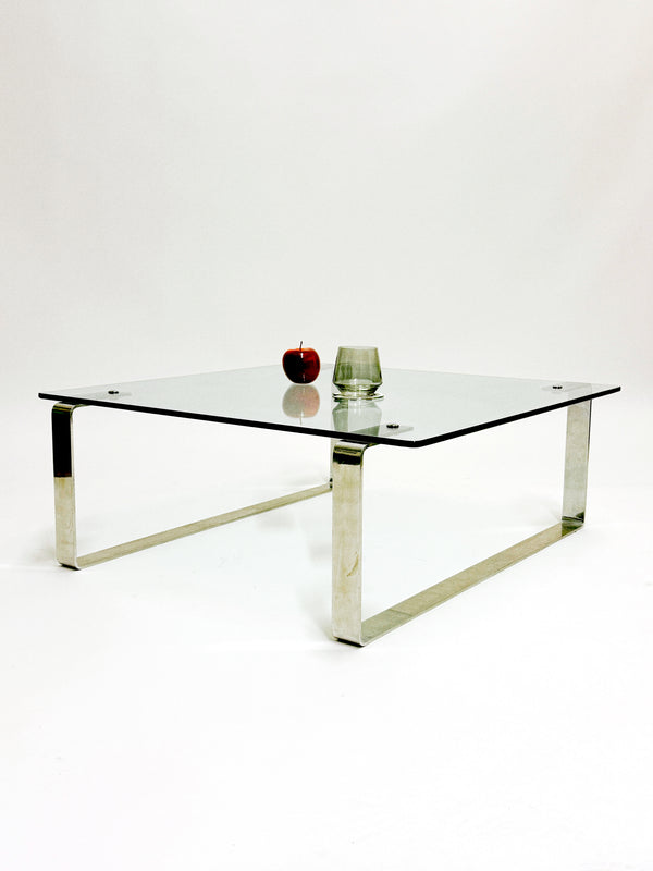 1980's modernist square, chrome coffee table