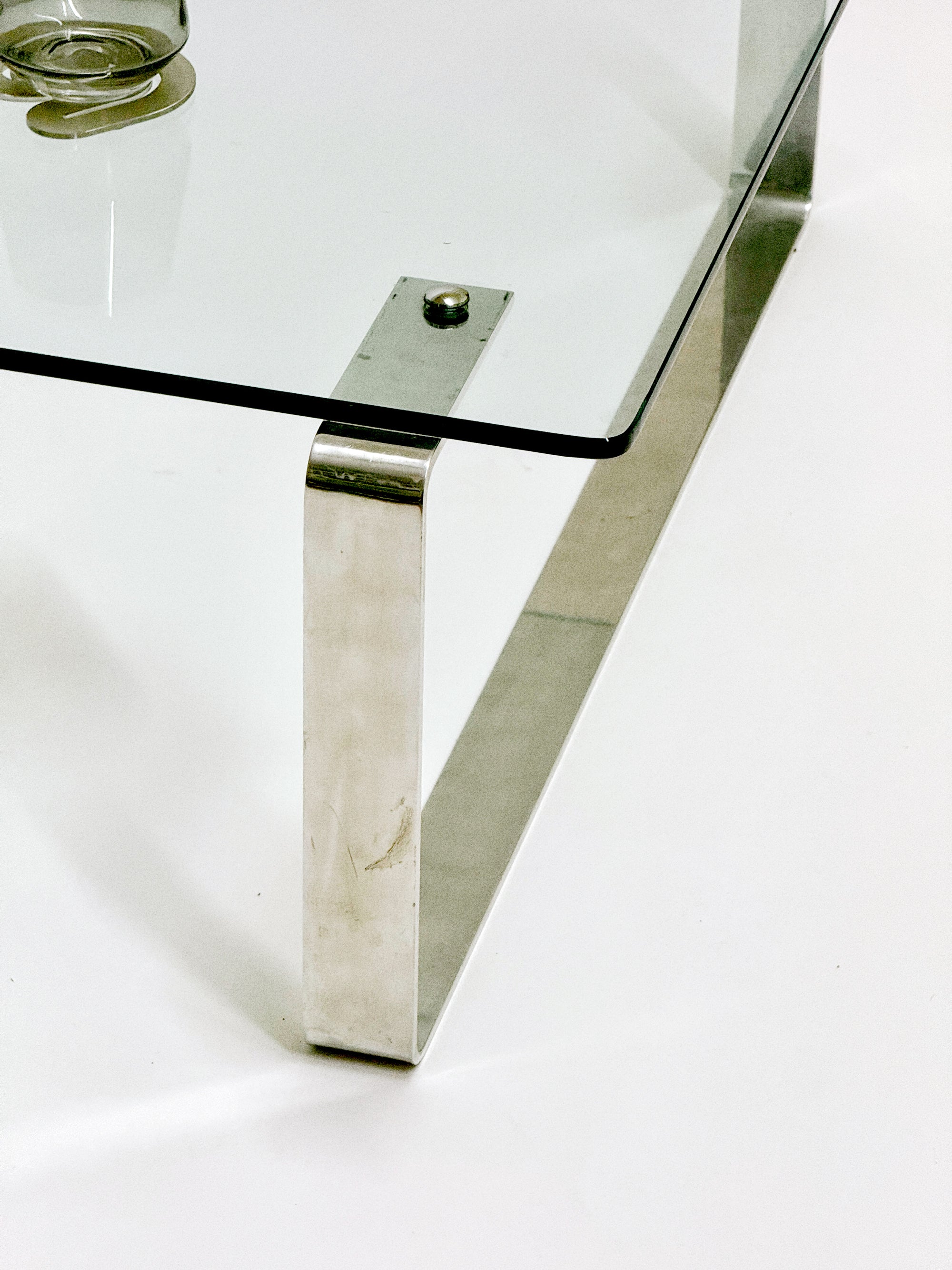 1980's modernist square, chrome coffee table