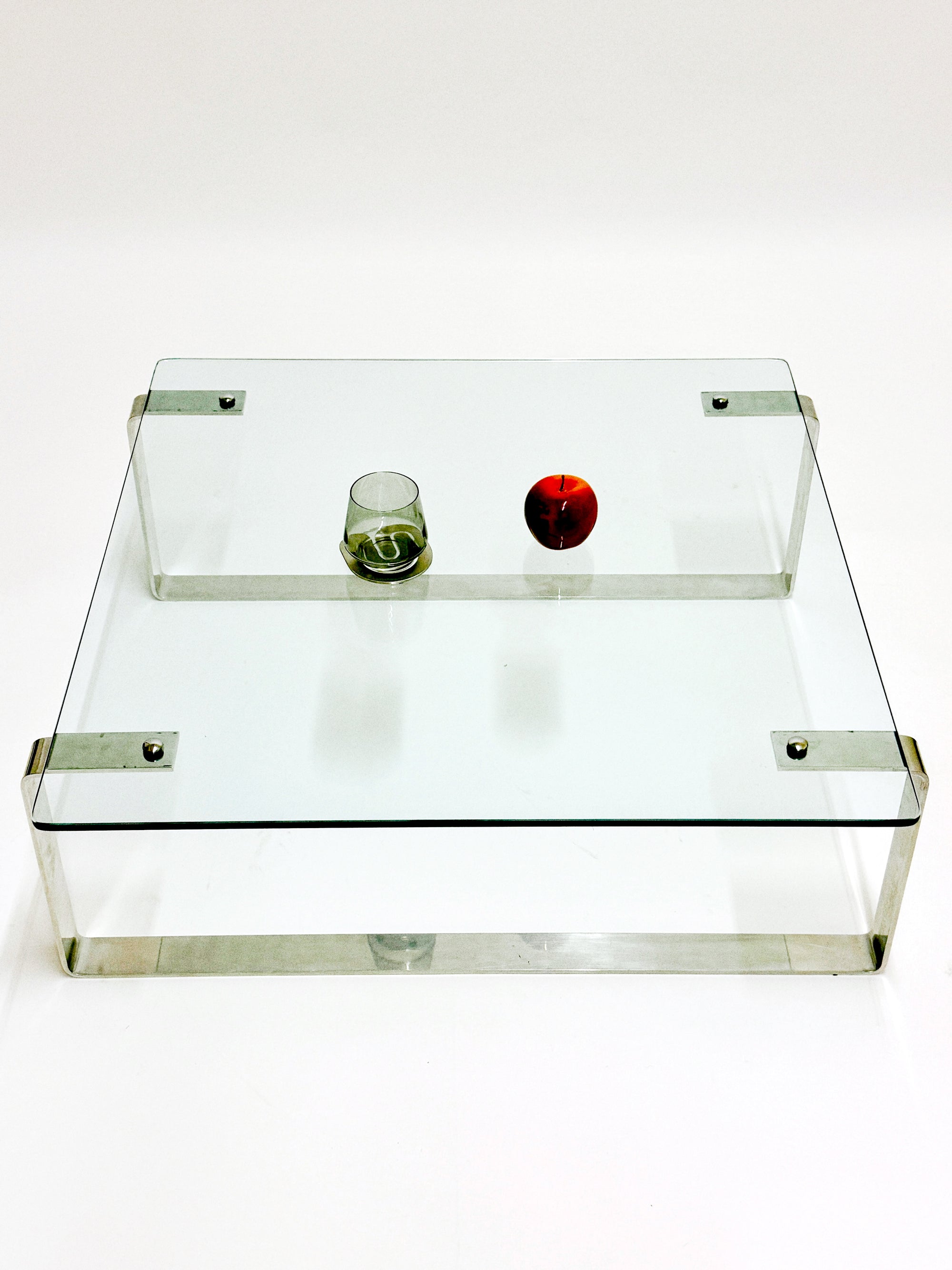 1980's modernist square, chrome coffee table