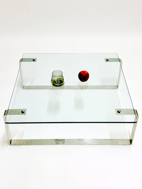 1980's modernist square, chrome coffee table