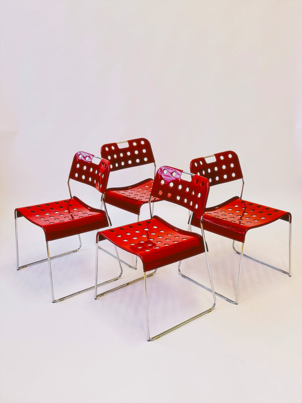 Omstak Stacking Chairs by Rodney Kinsman for Bieffeplast. Made in Italy
