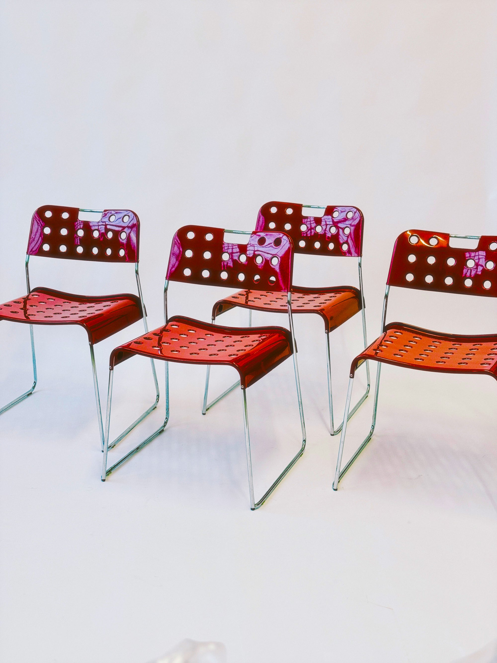 Omstak Stacking Chairs by Rodney Kinsman for Bieffeplast. Made in Italy