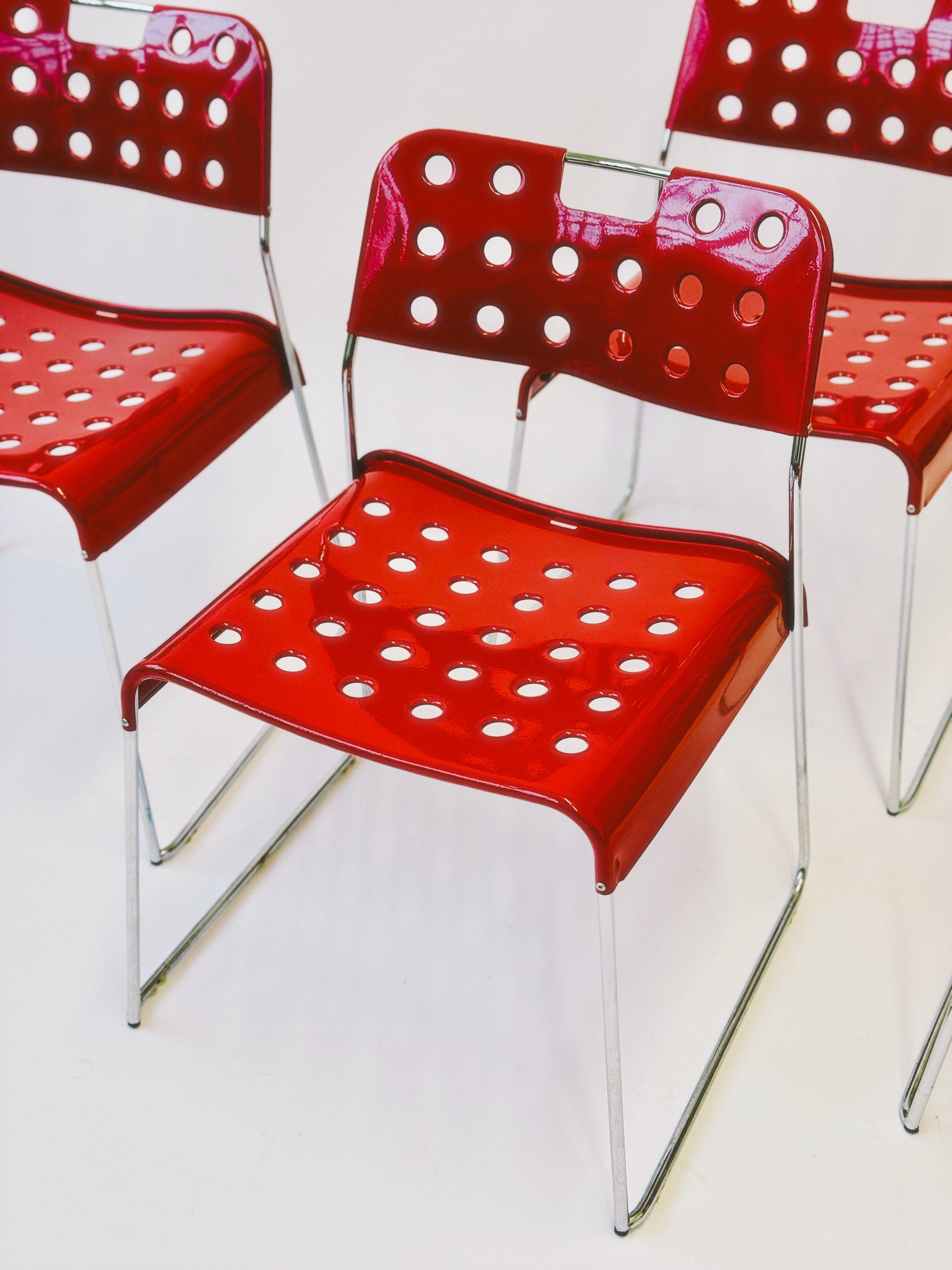Omstak Stacking Chairs by Rodney Kinsman for Bieffeplast. Made in Italy