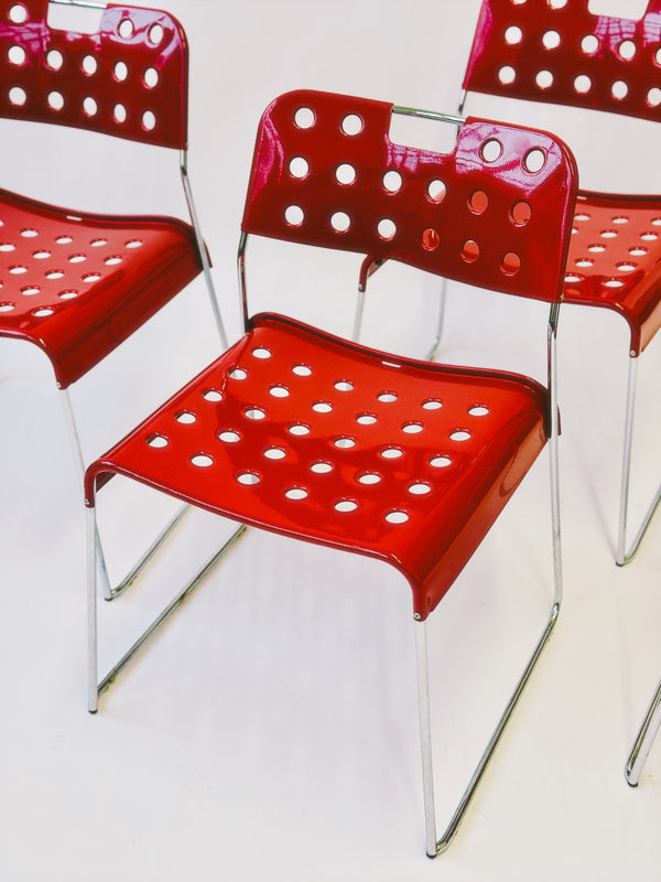 Omstak Stacking Chairs by Rodney Kinsman for Bieffeplast. Made in Italy