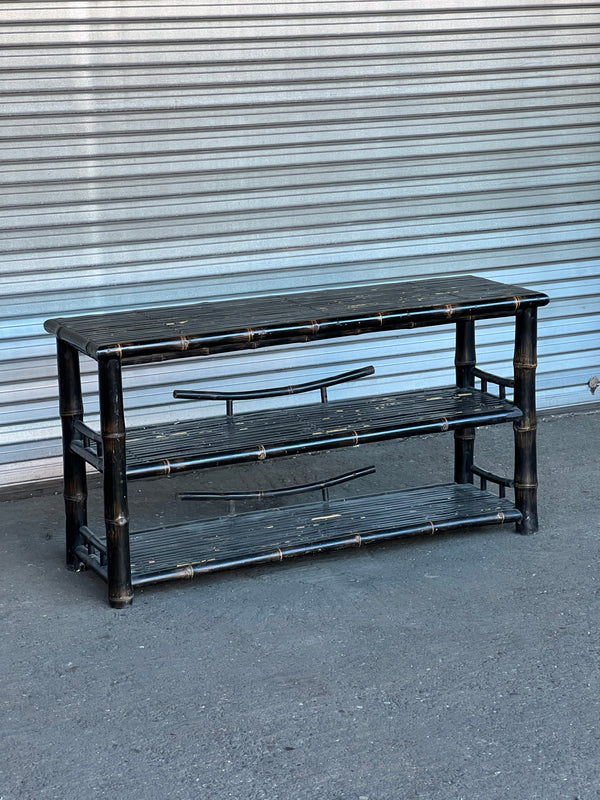 Large Black Lacquered Bamboo Console | 1920's British