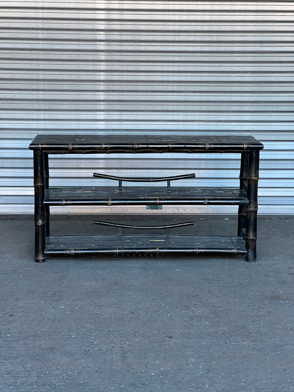 Large Black Lacquered Bamboo Console | 1920's British