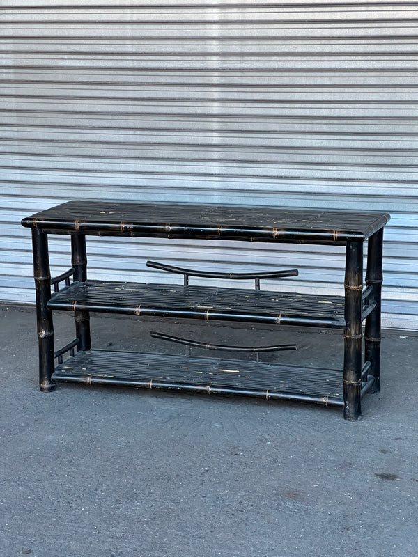 Large Black Lacquered Bamboo Console | 1920's British