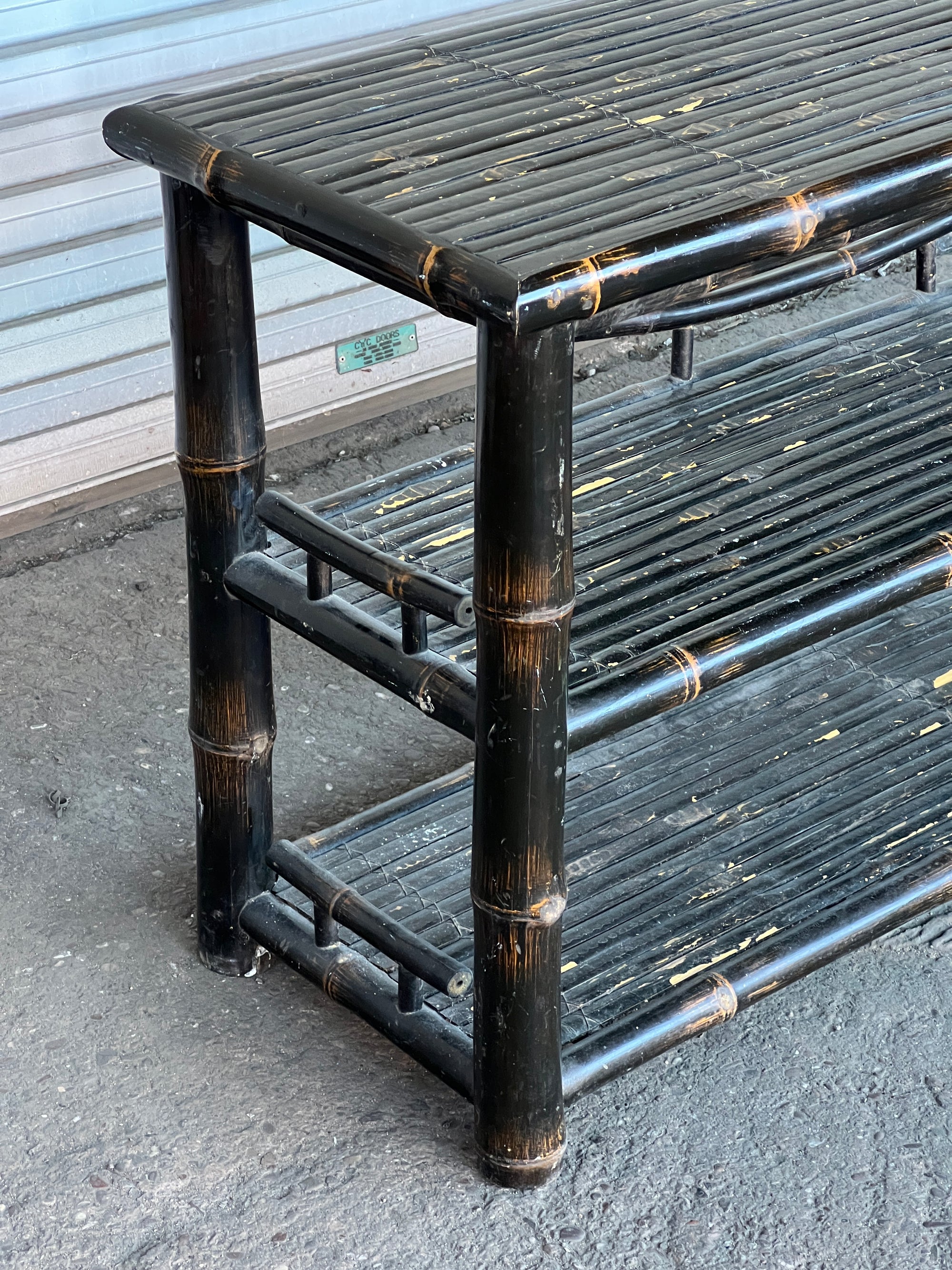 Large Black Lacquered Bamboo Console | 1920's British