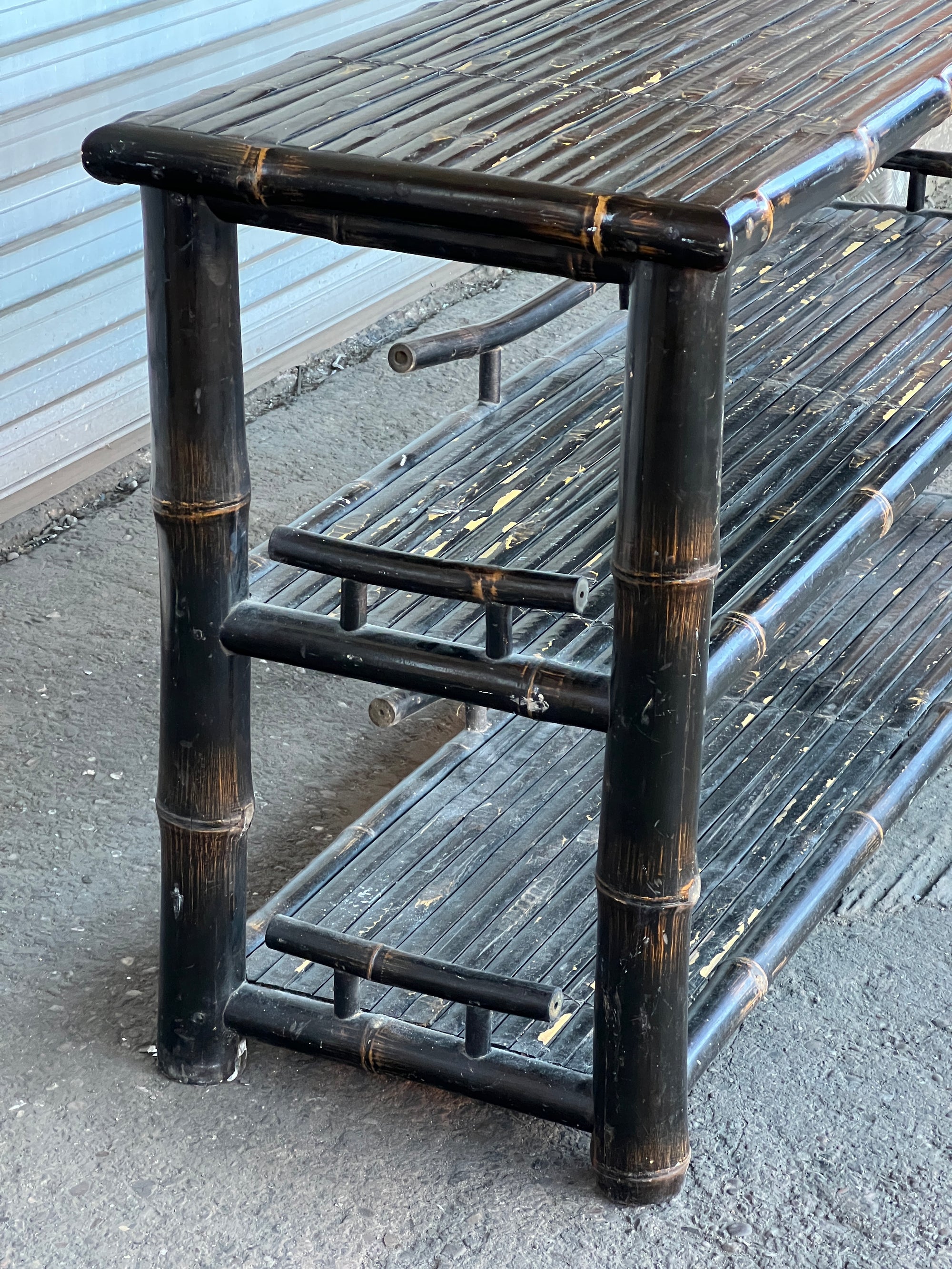 Large Black Lacquered Bamboo Console | 1920's British