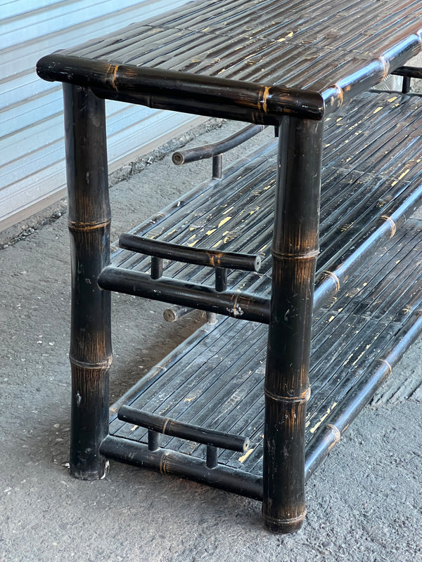 Large Black Lacquered Bamboo Console | 1920's British