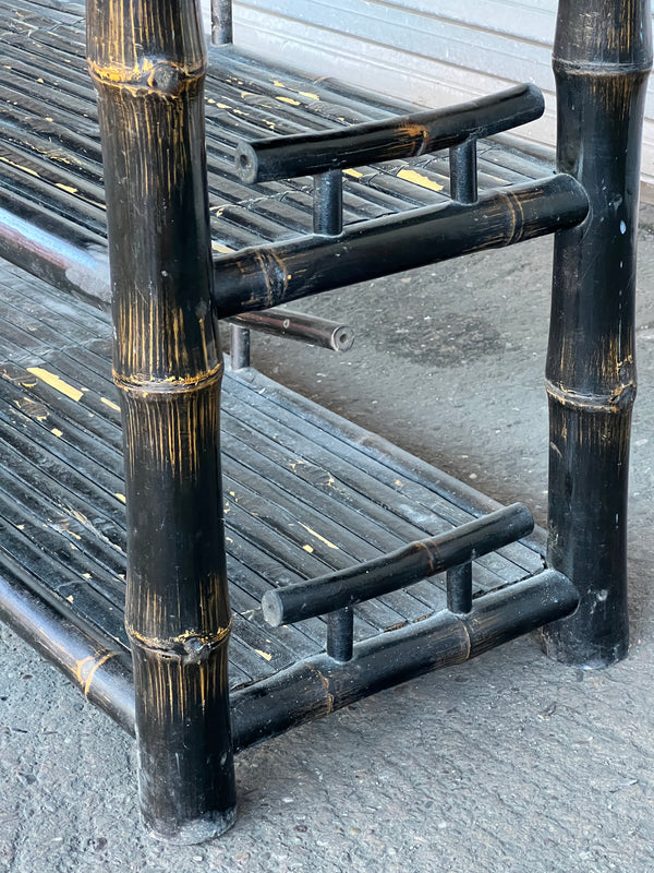 Large Black Lacquered Bamboo Console | 1920's British