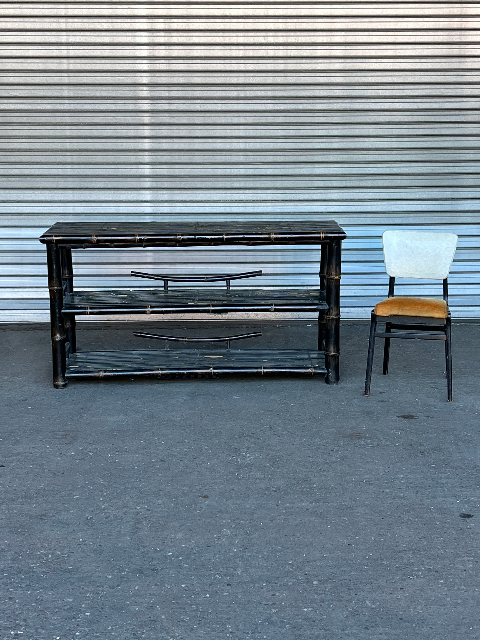Large Black Lacquered Bamboo Console | 1920's British