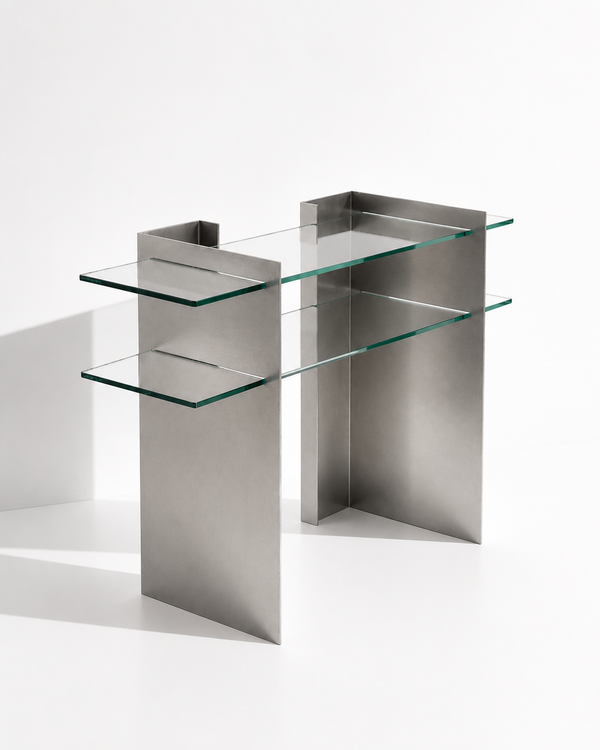 Brutalist Aluminium & Glass Console