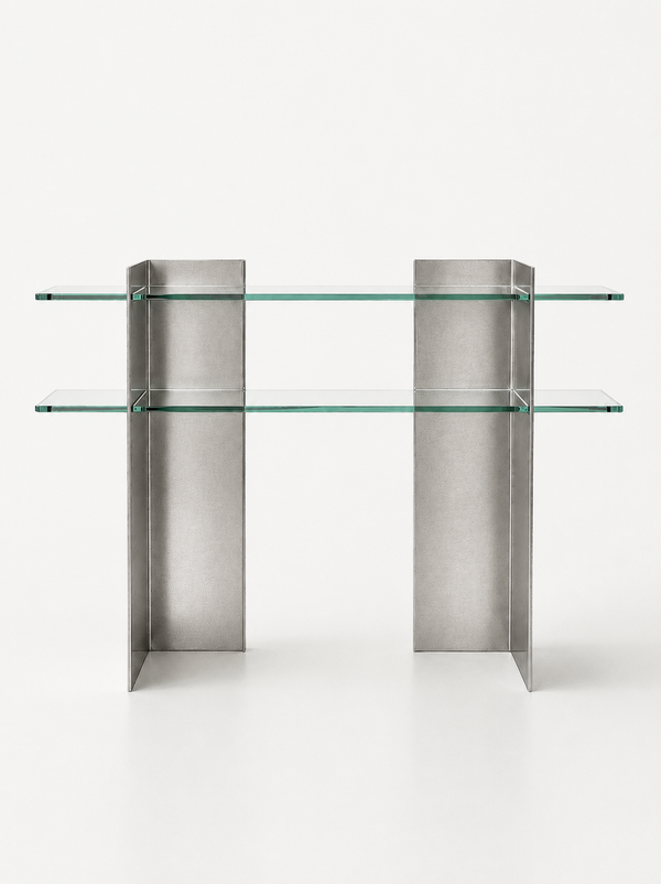 Brutalist Aluminium & Glass Console
