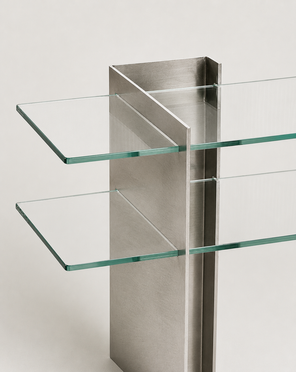 Brutalist Aluminium & Glass Console