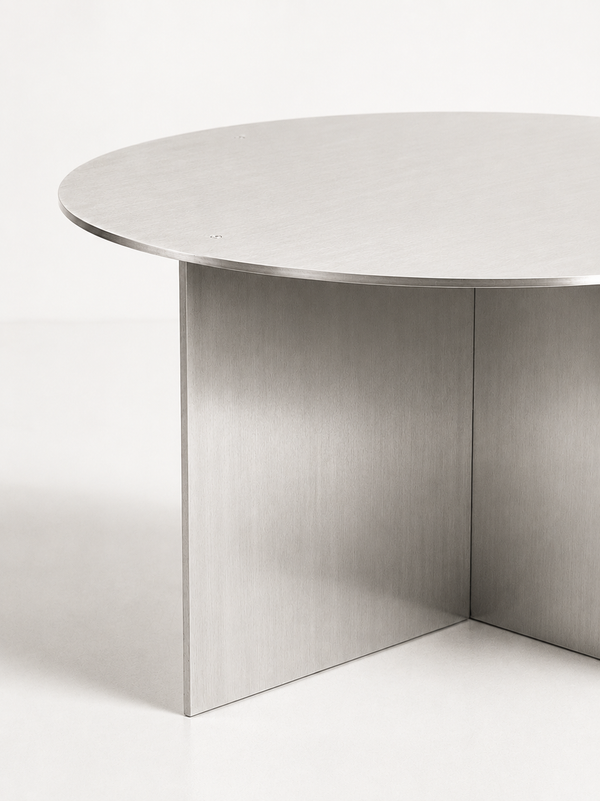 Brushed Aluminium Circular Coffee Table